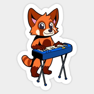 Cartoon red panda plays keyboard Sticker